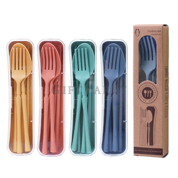 禮品,贈品,餐具組,小麥秸稈餐具組四件套叉刀匙筷
