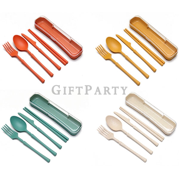 禮品,贈品,餐具組,小麥秸稈餐具組四件套叉刀匙筷