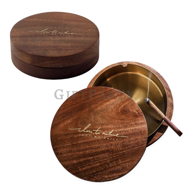 Wooden gold-plated stainless steel ashtray,木質鍍金不鏽鋼菸灰缸