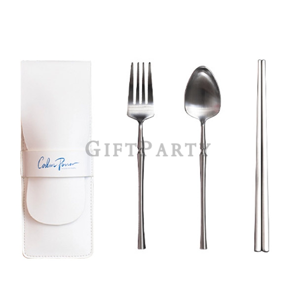 精品品牌贈品,宣傳贈品,百貨公司贈品,不鏽鋼餐具組皮套組3