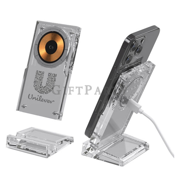 精品贈品,銀行贈品,展場贈品,輔銷品,壓克力-15W-磁吸無線充電座3