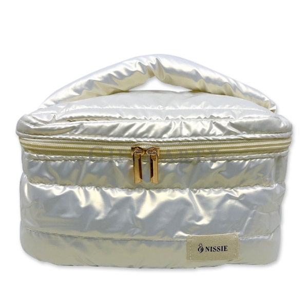 羽絨布化妝包,custom makeup bag, down fabric pouch, large capacity vanity bag, corporate gift bulk buy, lig