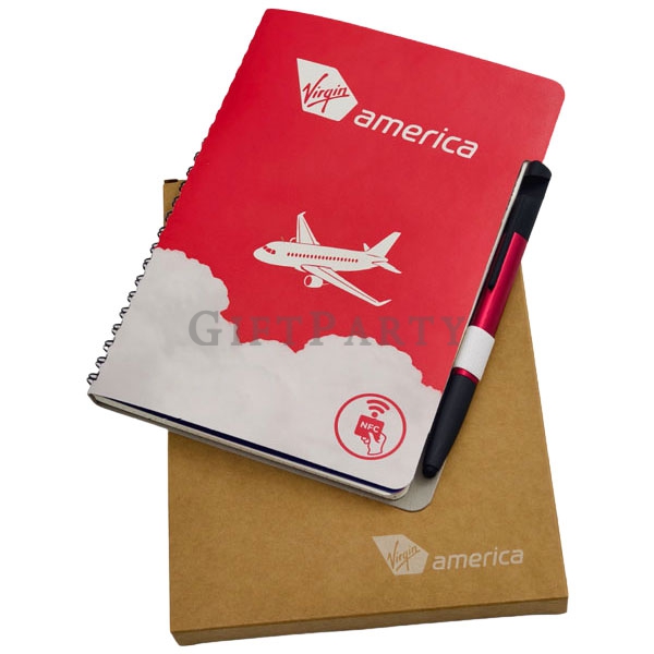 A5筆記本帶NFC,NFC贈品,custom smart notebook, GRS recycled leather, FSC paper notebook, NFC business card,